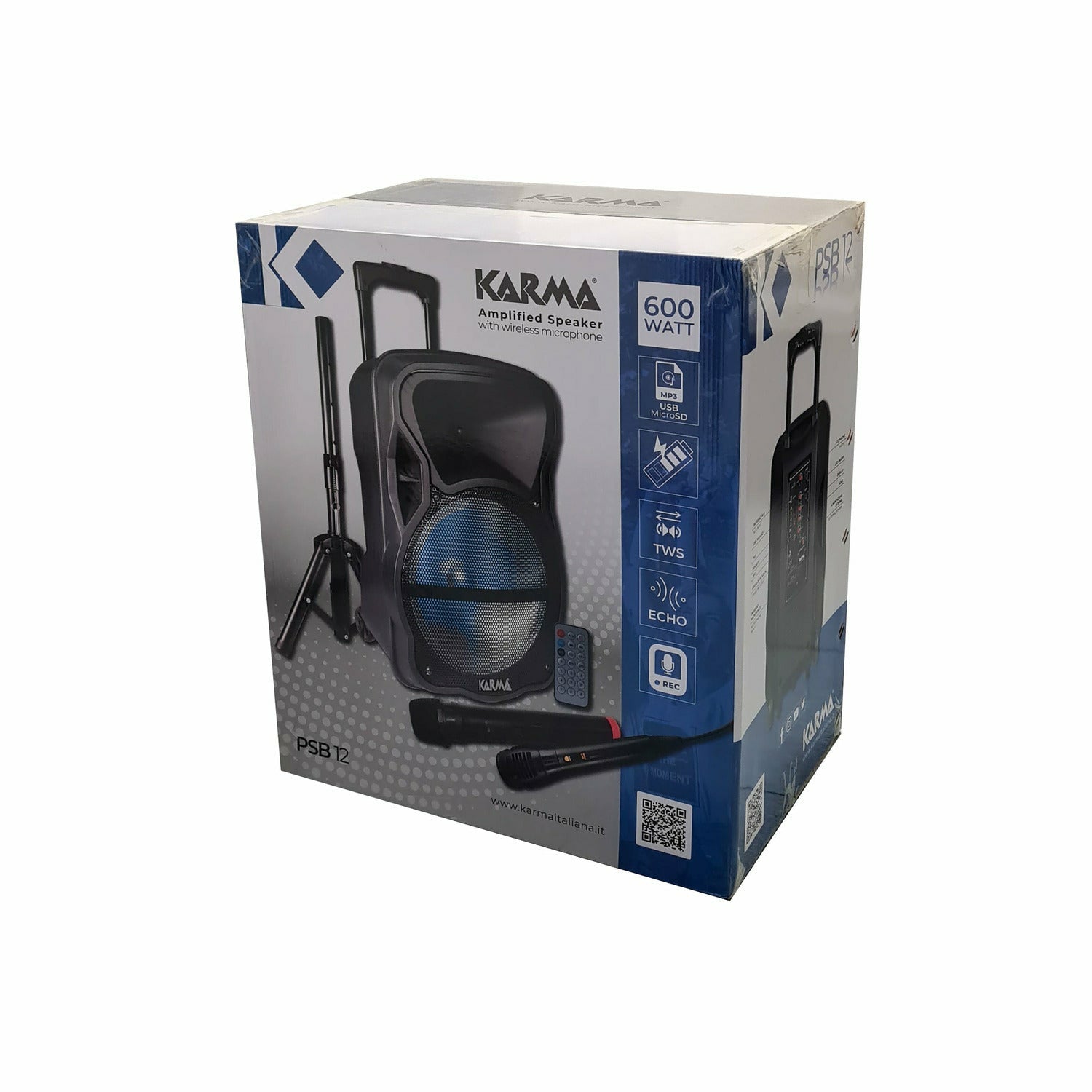 KARMA - Diffusore amplificato con radiomicrofono PSB 12  600Watt